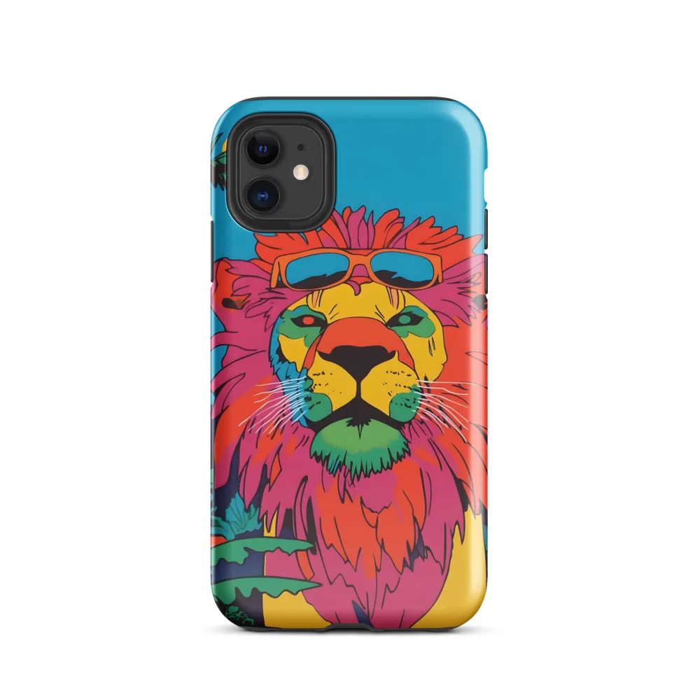 Lion with Sunglasses: A Vibrant Tropical Portrait