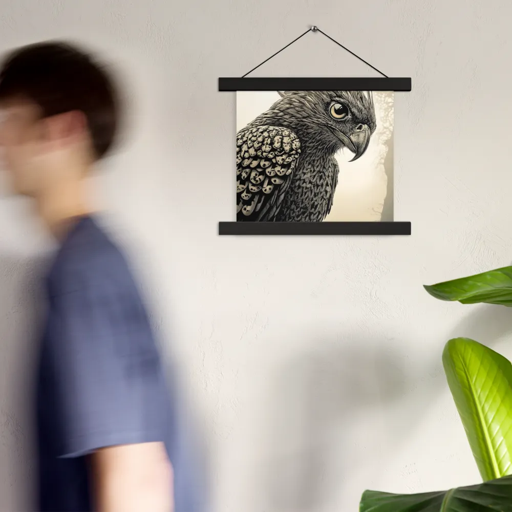 Majestic Owl in Detail | Poster With Black Wood Hanger | 10″×10″