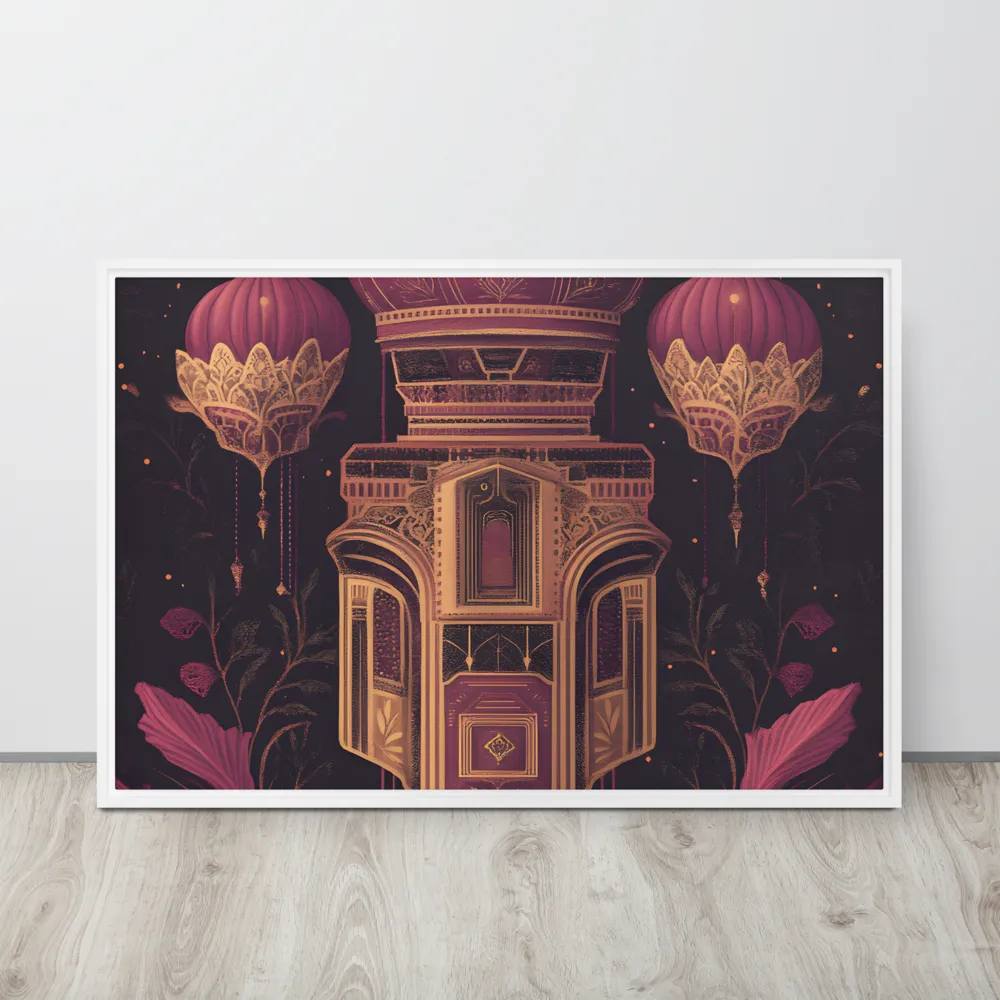 Ornate Harmony: A Digital Floral Architecture | Canvas with White Frame | 24″×36″