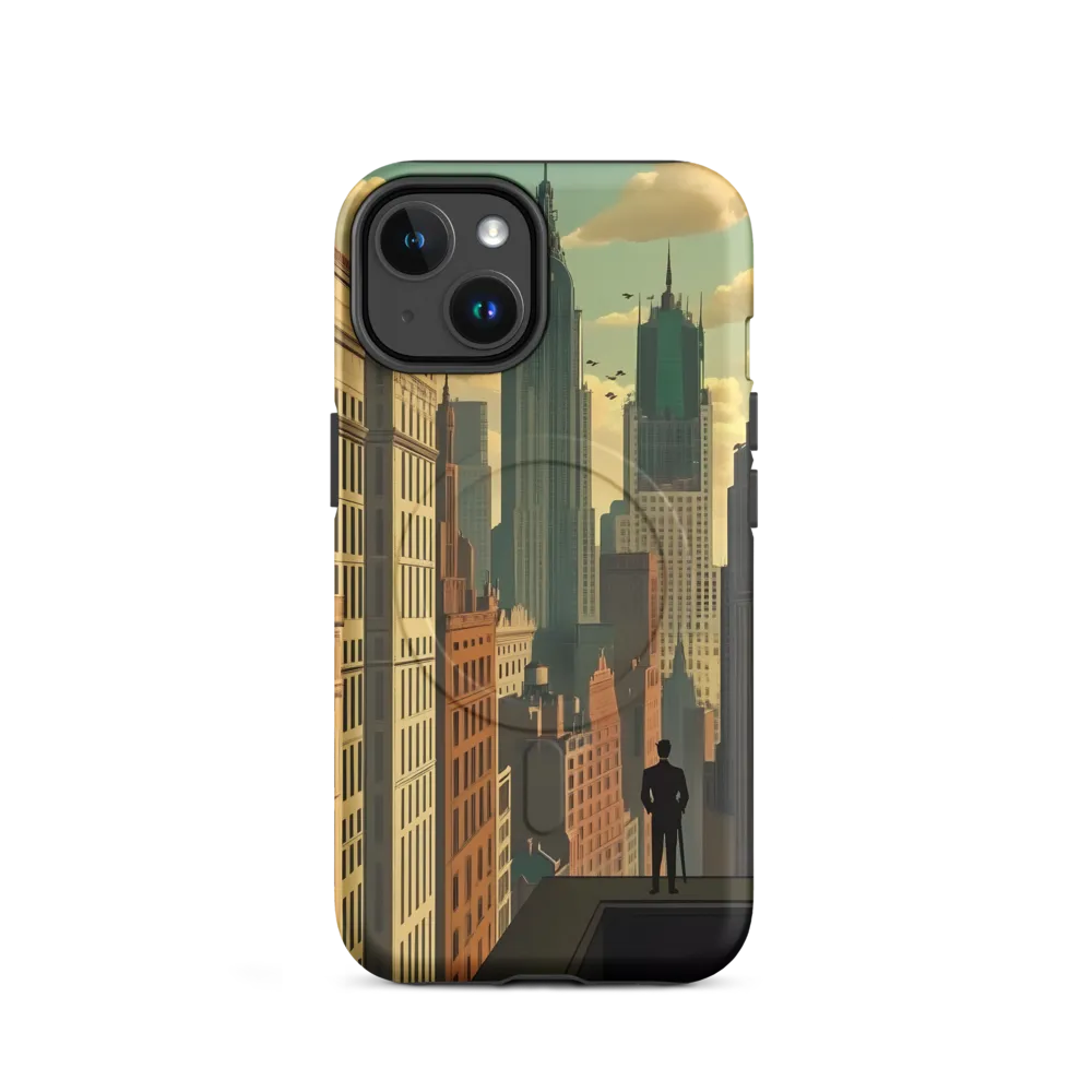 Urban Dreams: A Silhouette in Art Deco Cityscape