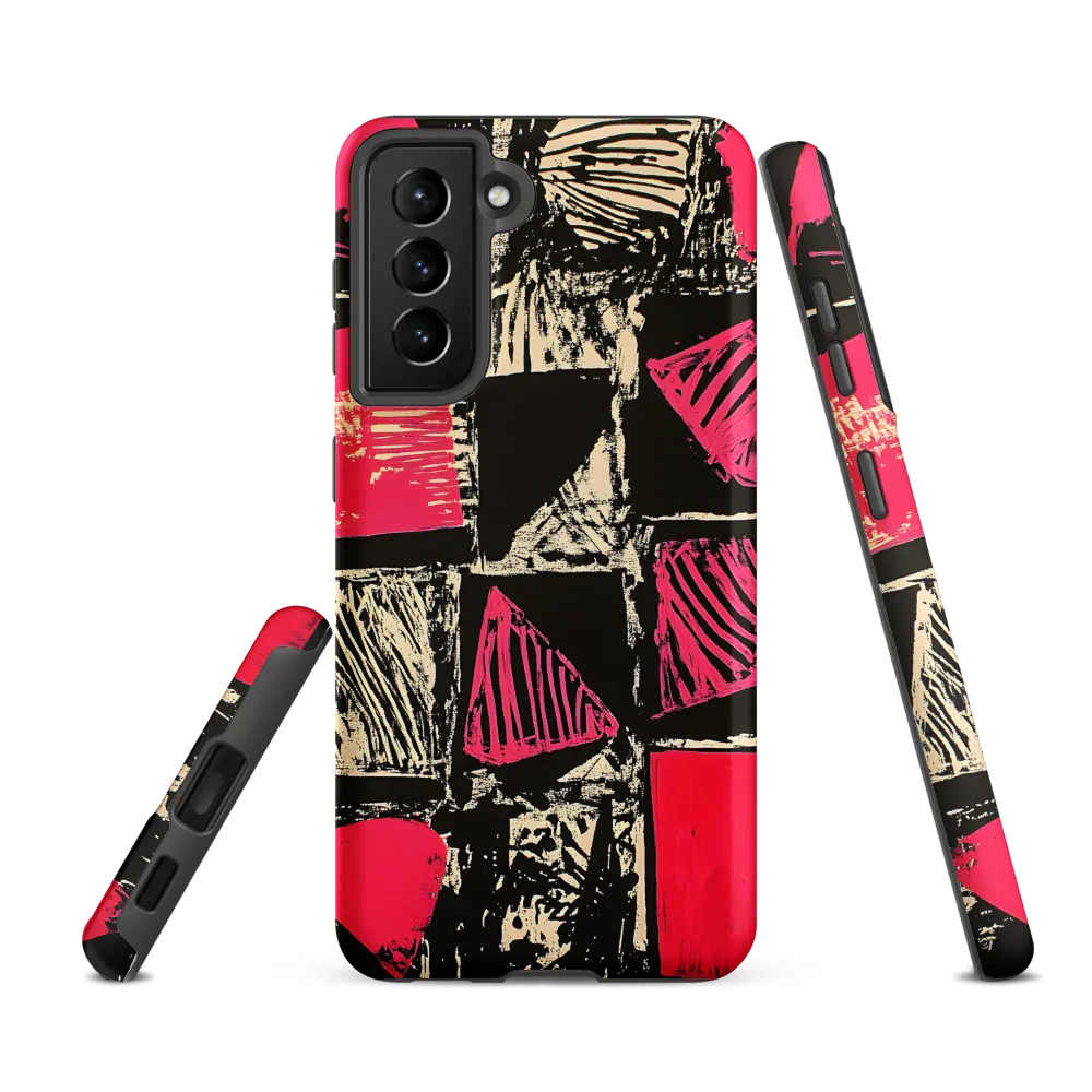 Geometric Symphony in Pink and Black