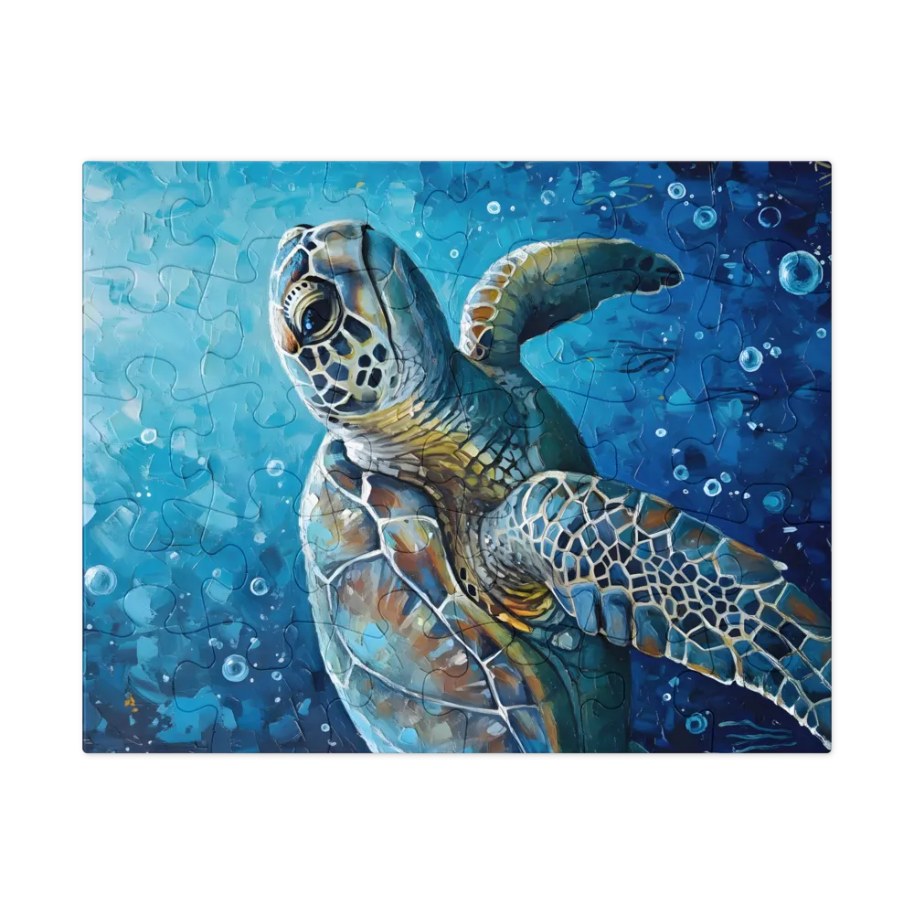 Azure Sea Turtle 
 Jigsaw Puzzle in Tin Box