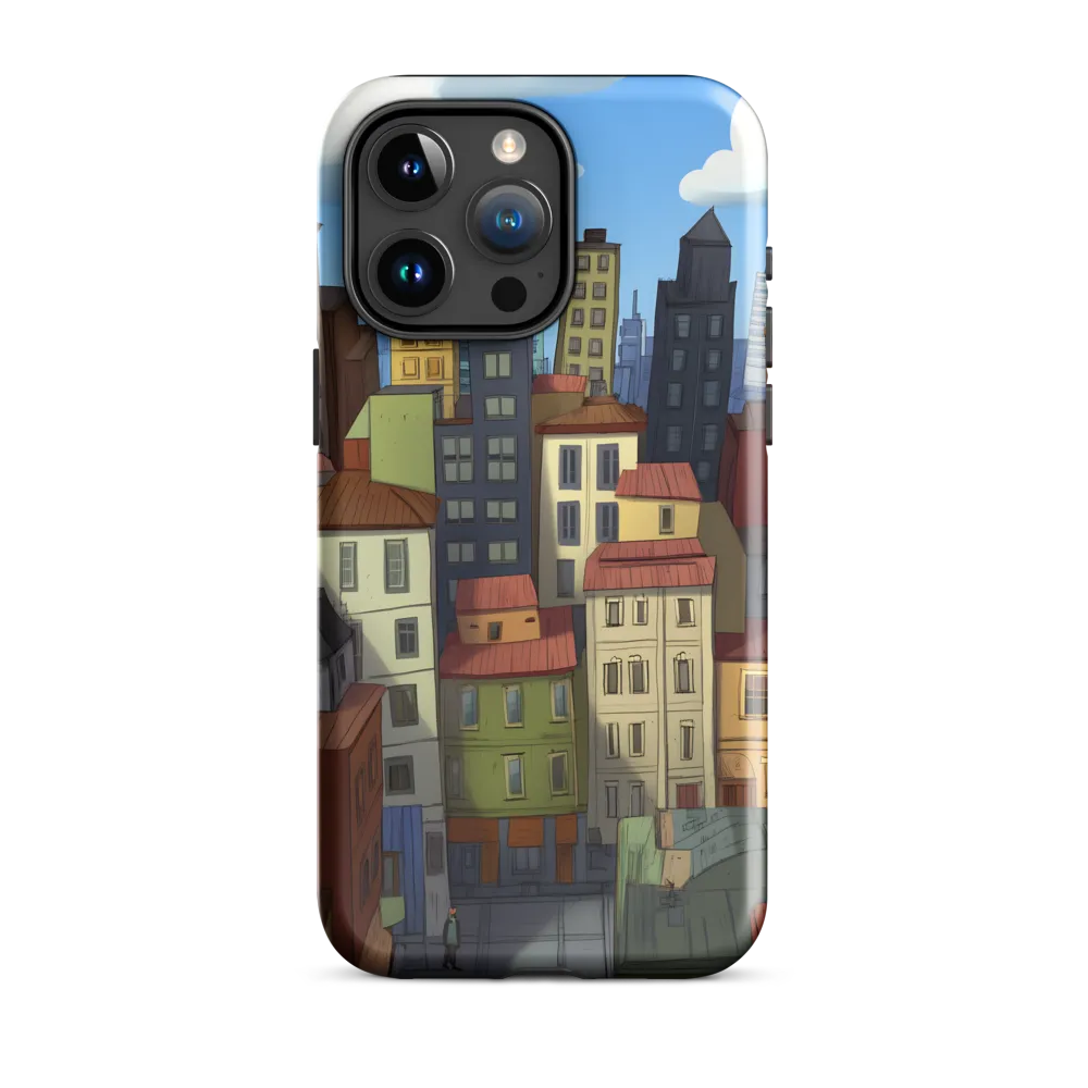 Urban Symphony: A Colorful Cityscape | Phone Case |  15 Pro Max | Tough Case | Glossy