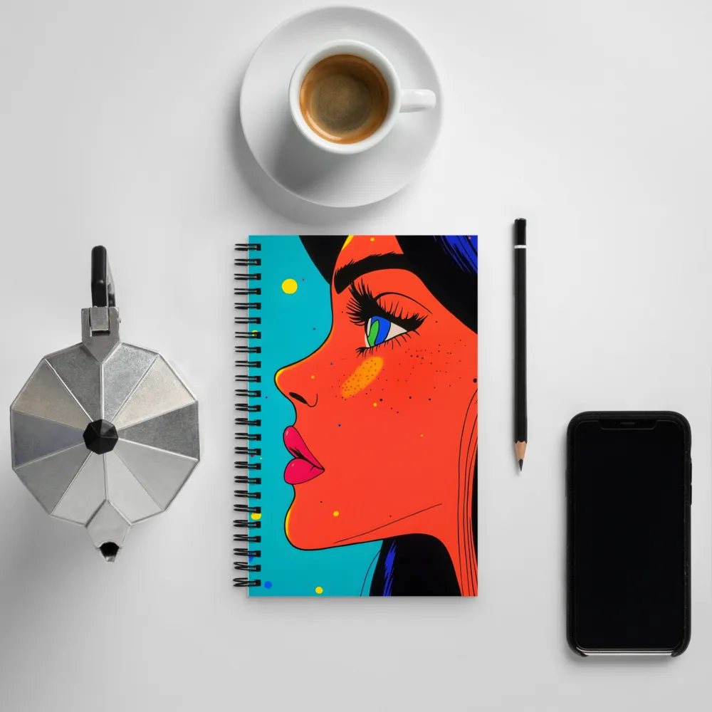 Vibrant Feminine Profile in Pop Art | Spiral Notebook