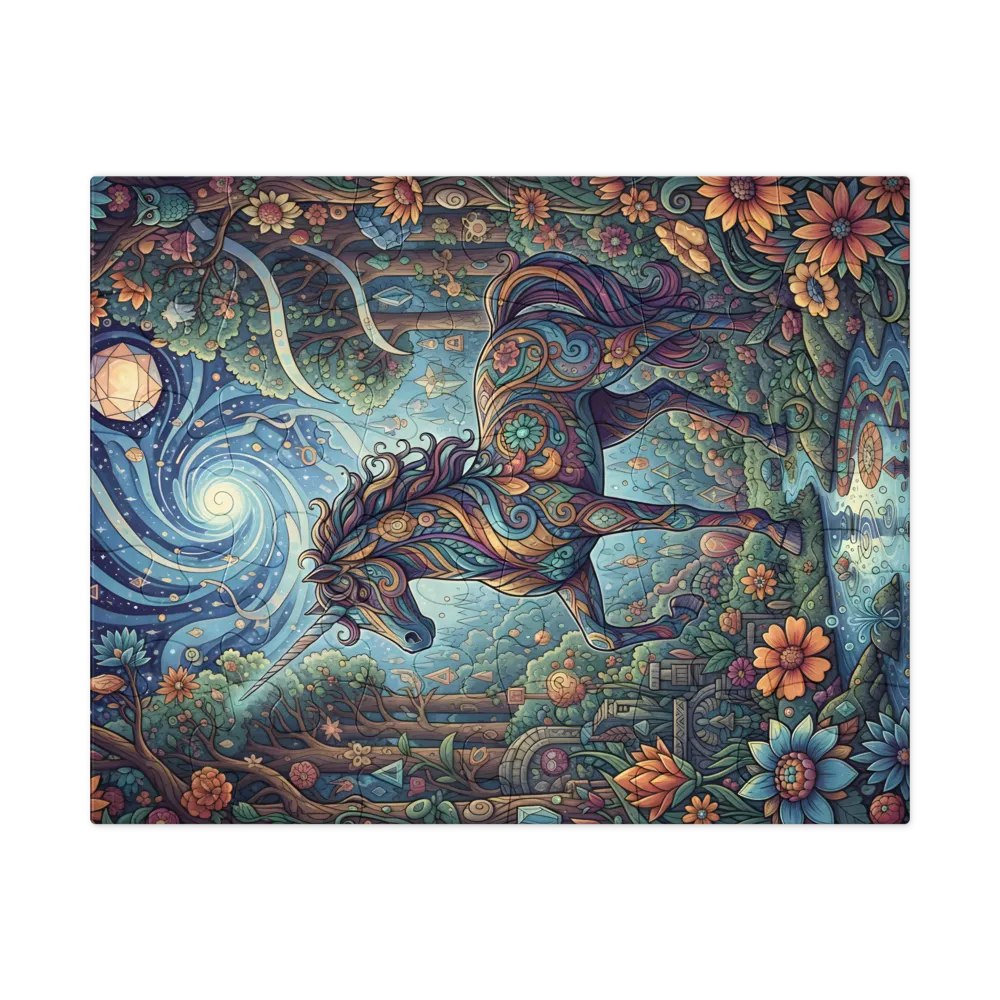 Enchanted Forest Unicorn 
 Jigsaw Puzzle in Tin Box