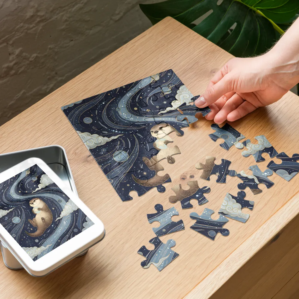 Otter Among the Stars 
 Jigsaw Puzzle in Tin Box