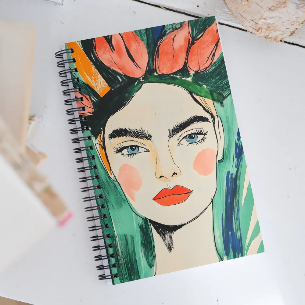 Radiant Bloom: A Serene Portrait | Spiral Notebook