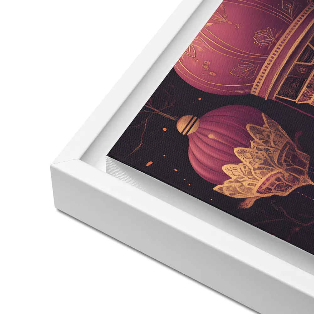 Ornate Harmony: A Digital Floral Architecture | Canvas with White Frame | 16″×16″