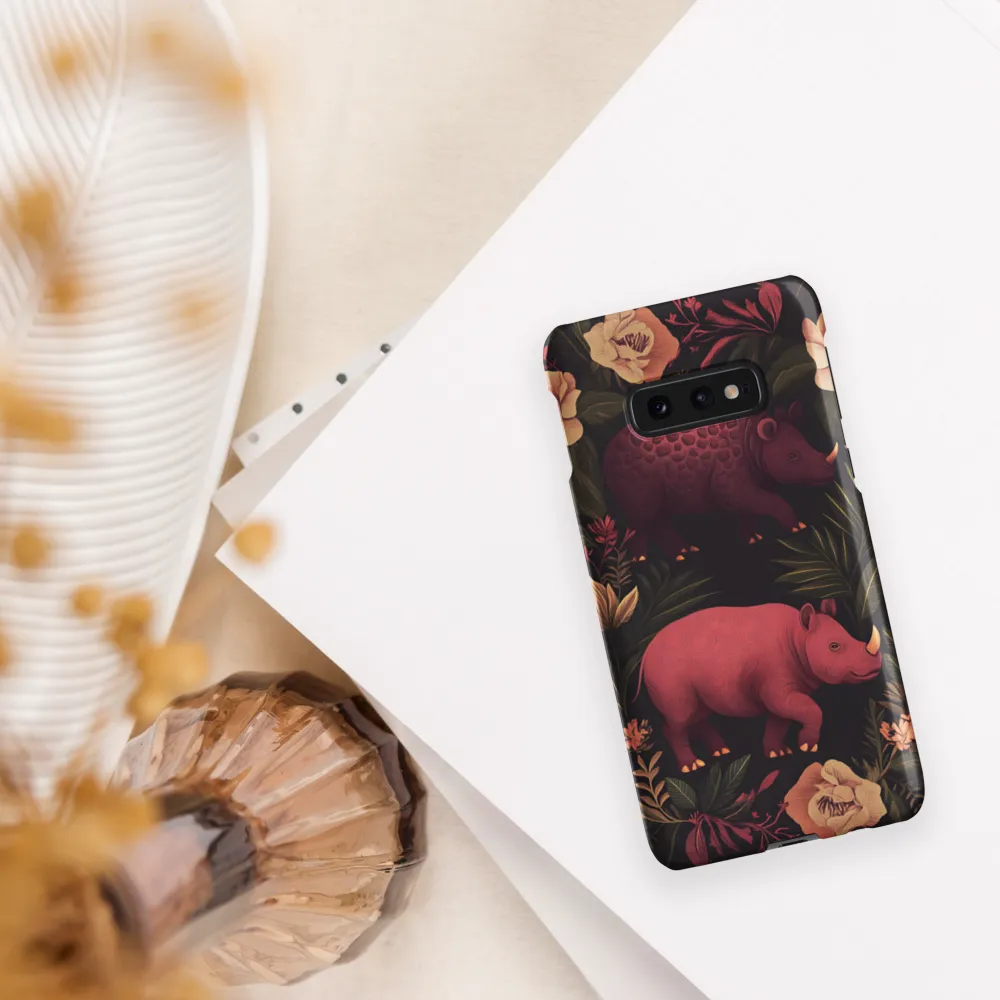 Rhinos in Floral Embrace