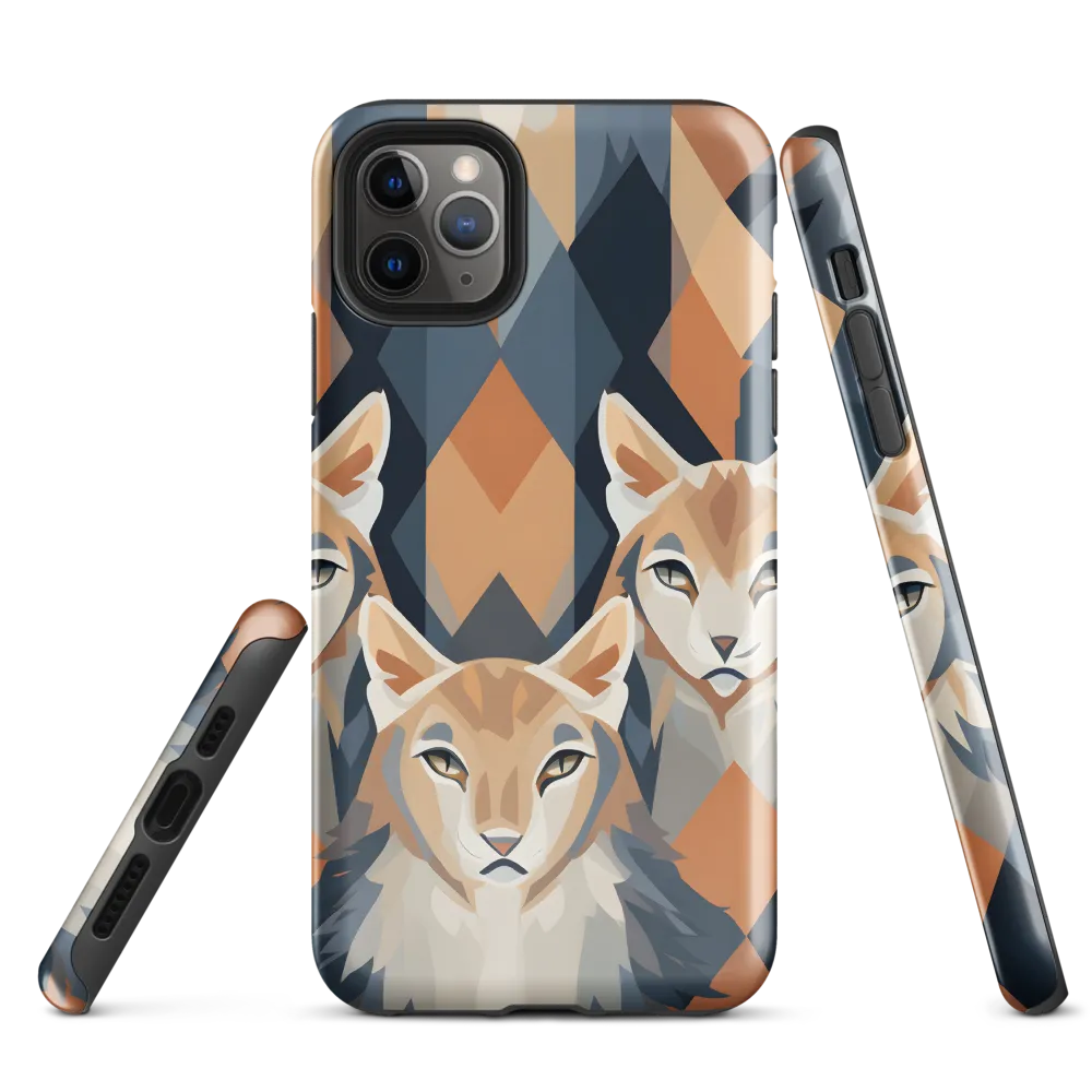 Elegance in Geometry: The Foxes | Phone Case |  11 Pro Max | Tough Case | Glossy