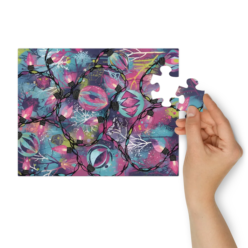 Holiday Lights Pattern 
 Jigsaw Puzzle in Tin Box