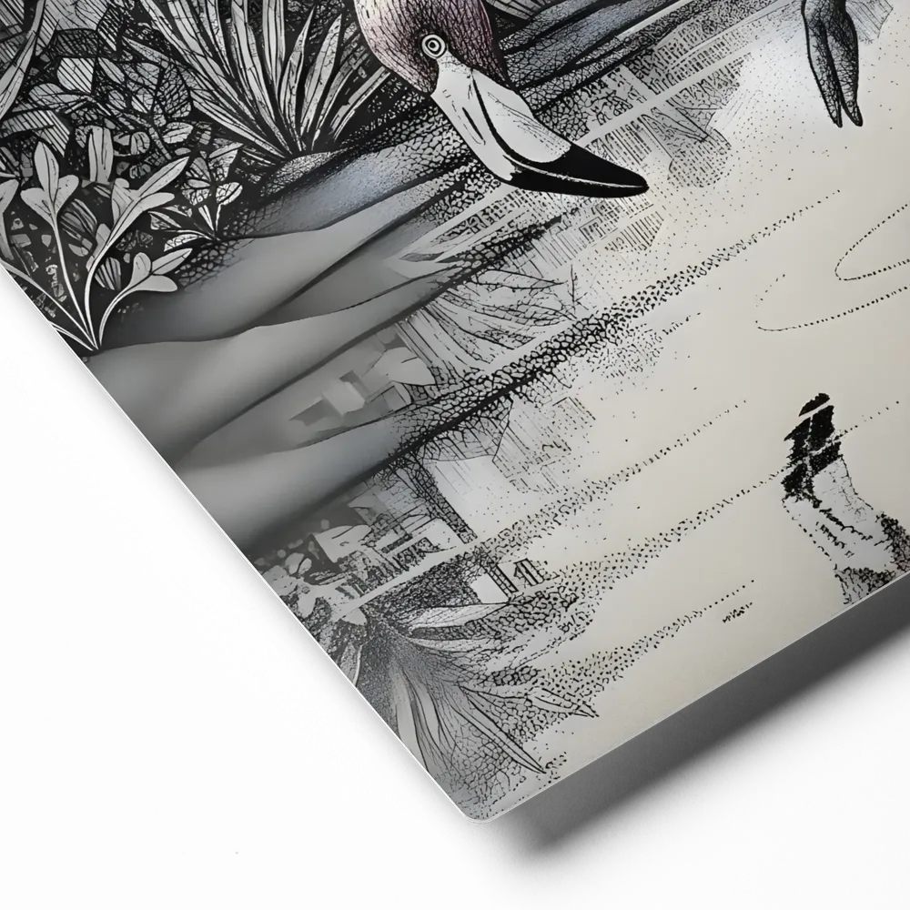 Flamingo at the Pond 
 Metal Print | 12″x 12″