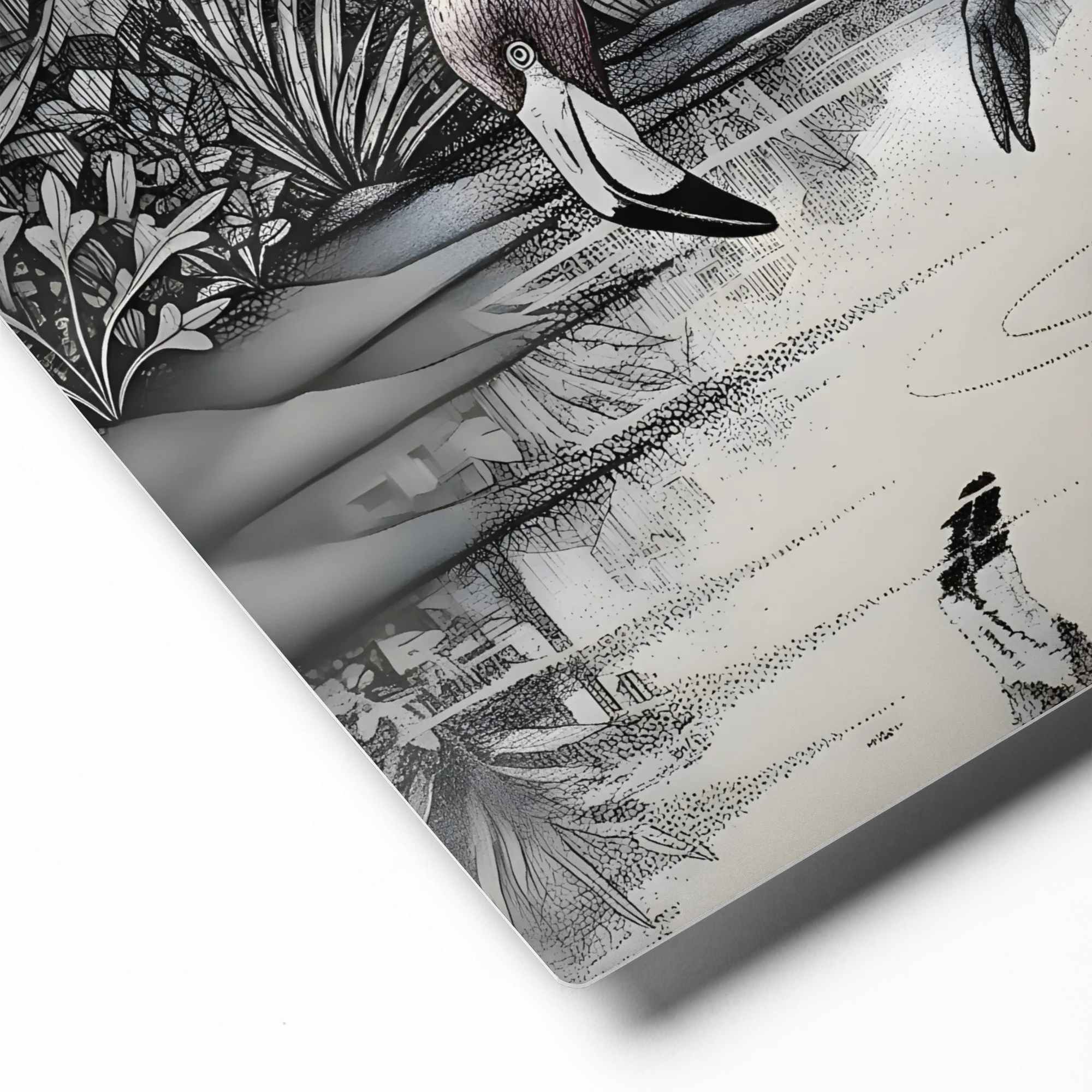 Flamingo at the Pond 
 Metal Print | 12″x 12″