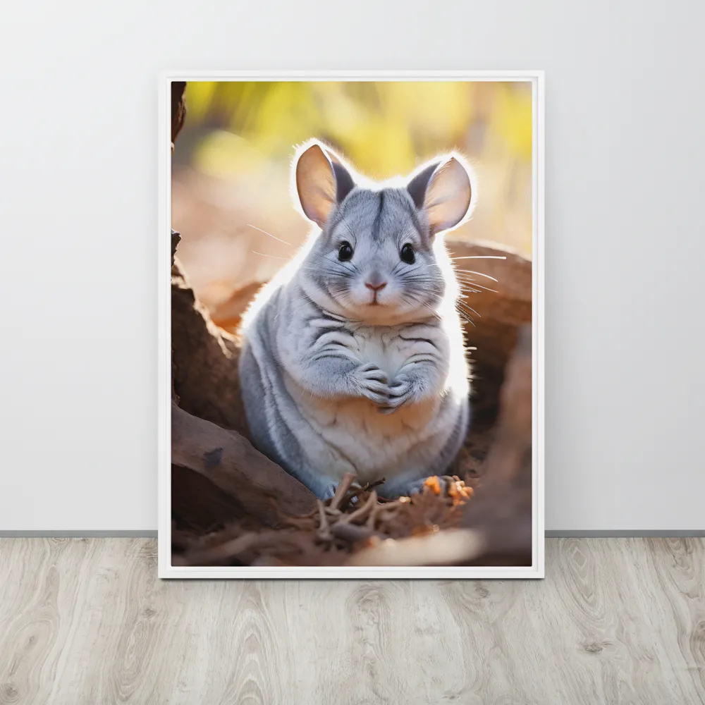 Gentle Whispers of Nature: The Chinchilla | Canvas with White Frame | 24″×32″