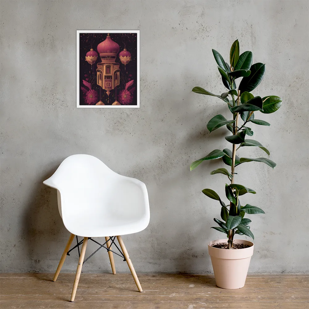 Ornate Harmony: A Digital Floral Architecture | Poster with White Frame | 16″×20″