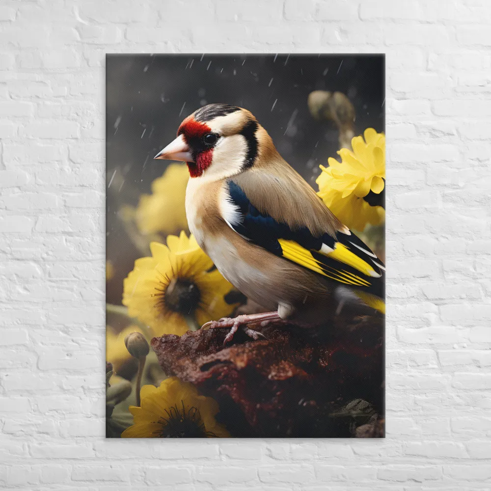 Harmony in Nature: A Goldfinch Amidst Blooms