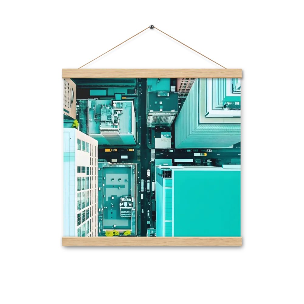Urban Geometry: Aerial Perspective | Poster With Oak Wood Hanger | 16″×16″