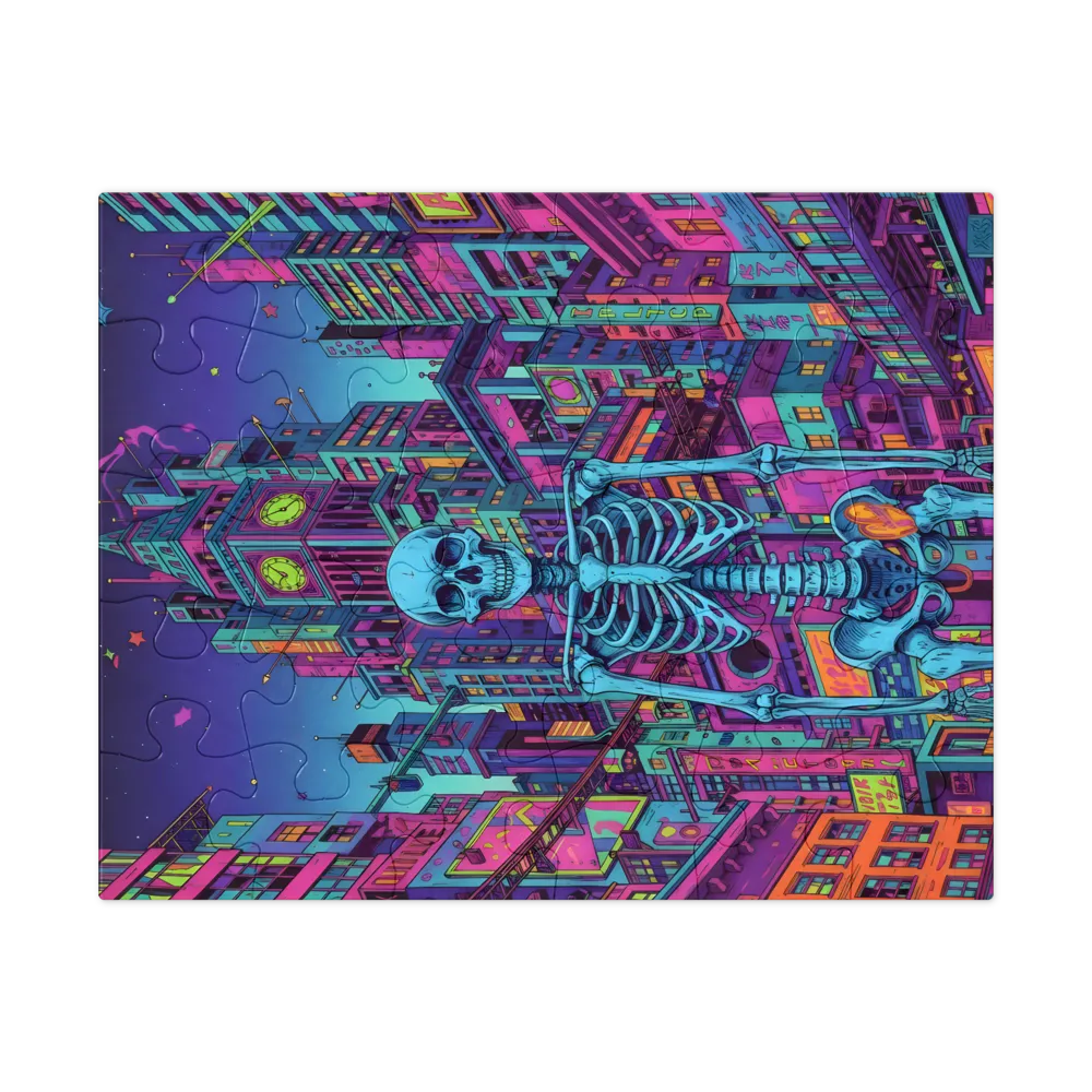 Neon City Skeleton 
 Jigsaw Puzzle in Tin Box