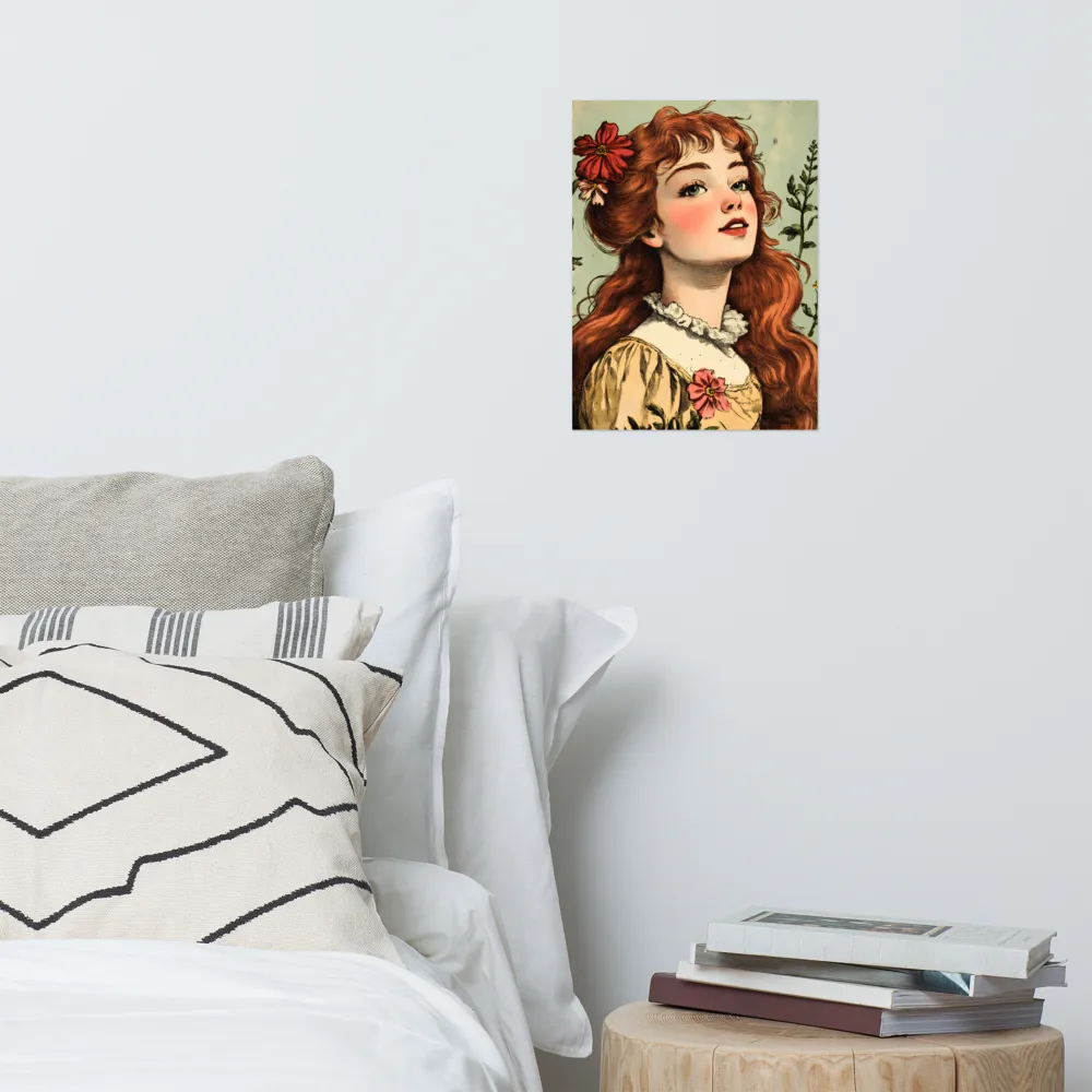 Whimsical Portrait of a Flower-Adorned Girl | Poster | 12″×16″
