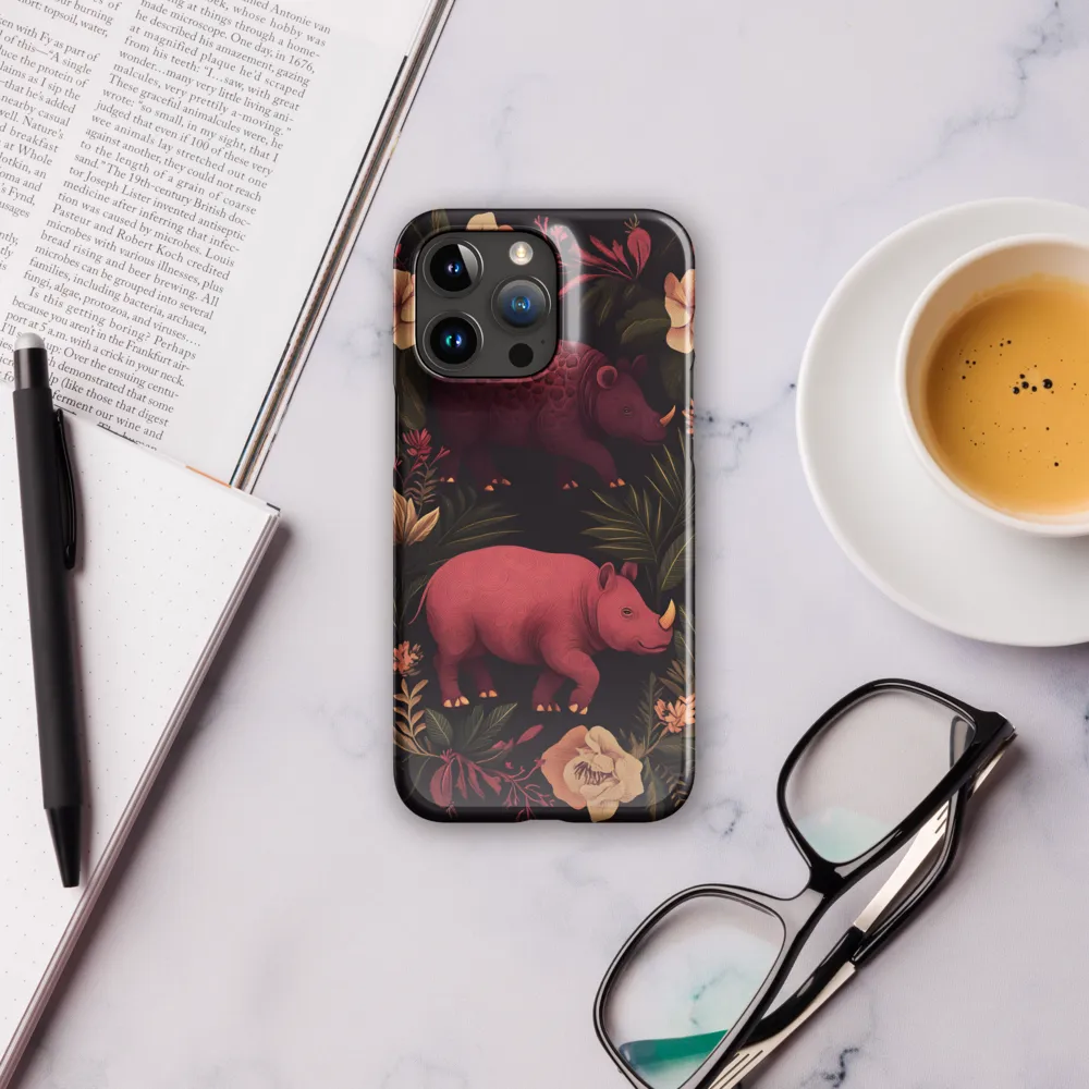 Rhinos in Floral Embrace