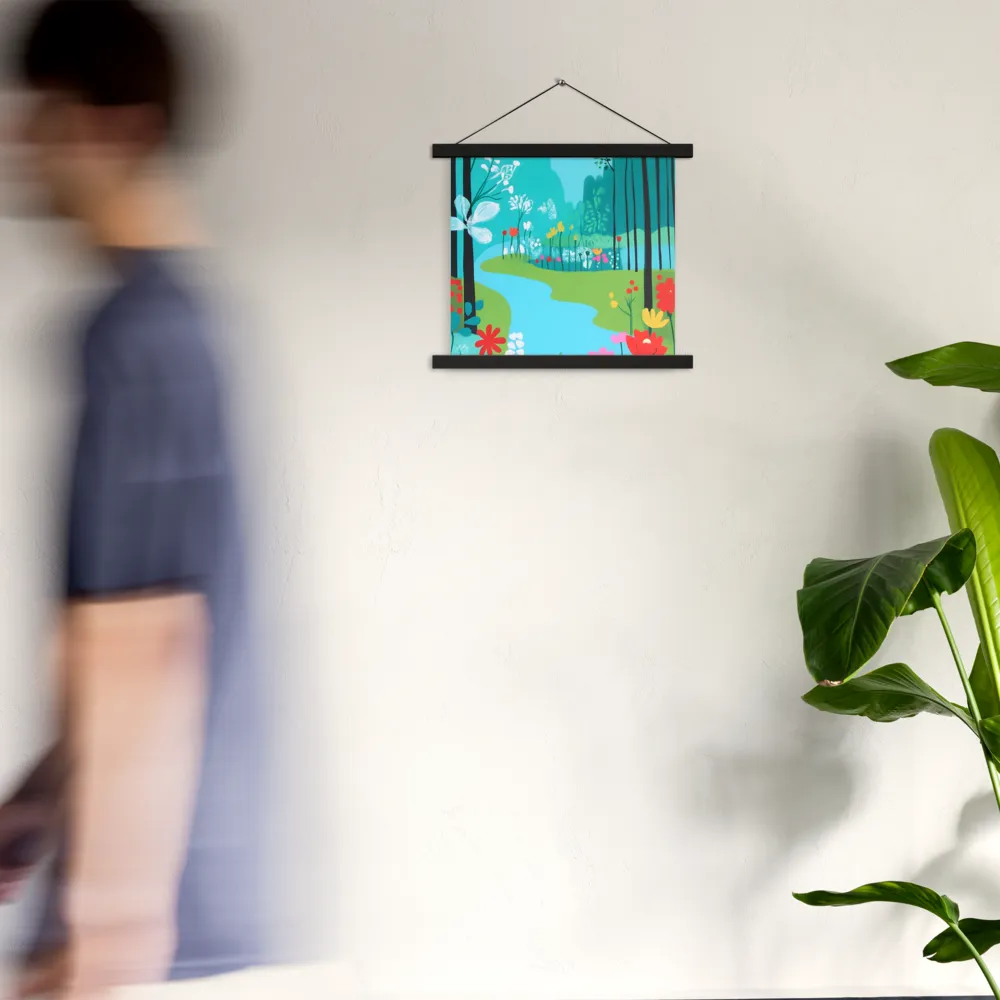 Whispers of Spring: A Colorful Retreat | Poster With Black Wood Hanger | 14″×14″