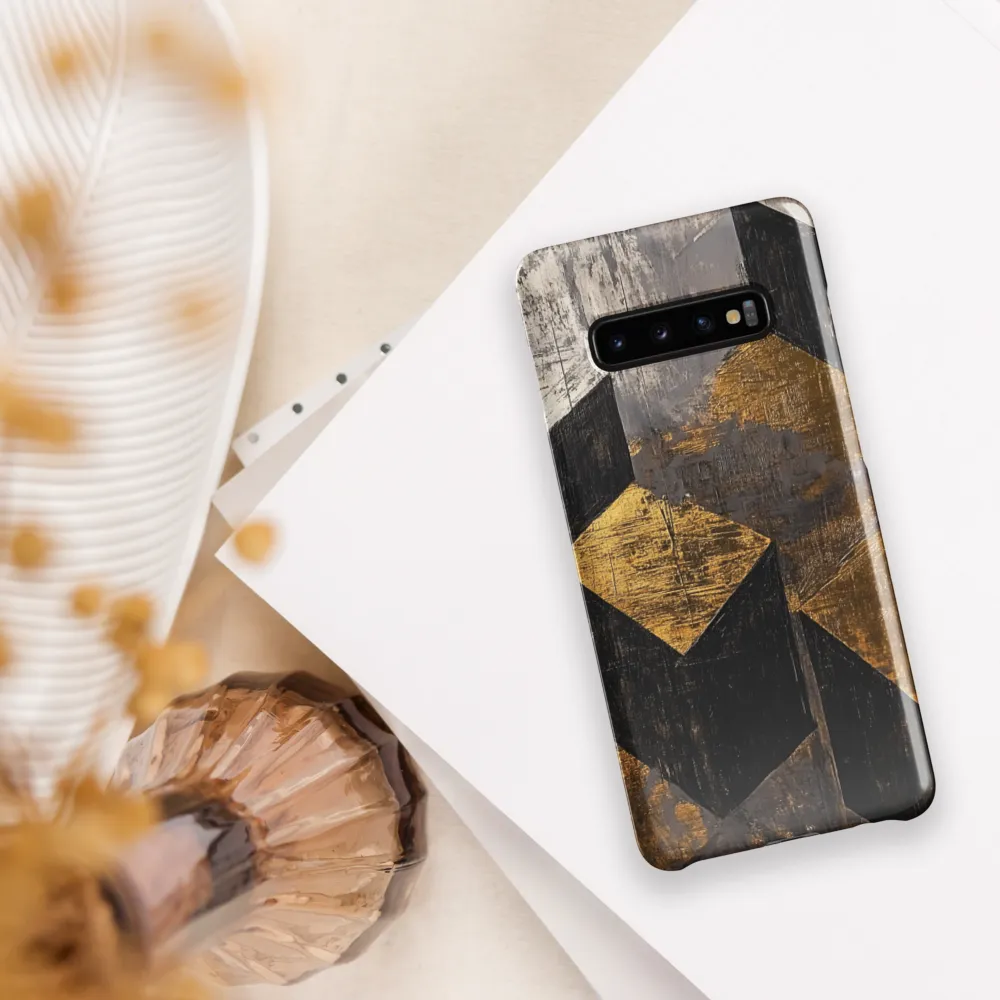 Geometric Harmony in Gold and Black | Phone Case |  S10 Plus | Snap Case | Glossy