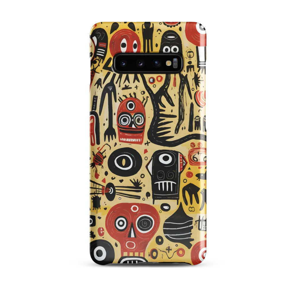 Abstract Encounters: A Dance of Faces and Symbols | Phone Case |  S10 Plus | Snap Case | Glossy