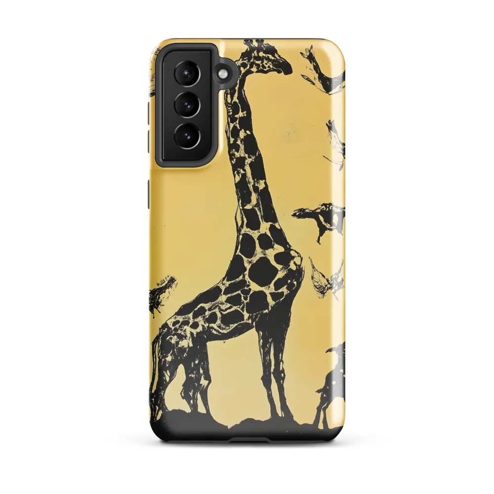 Whimsical Harmony of Giraffe and Birds