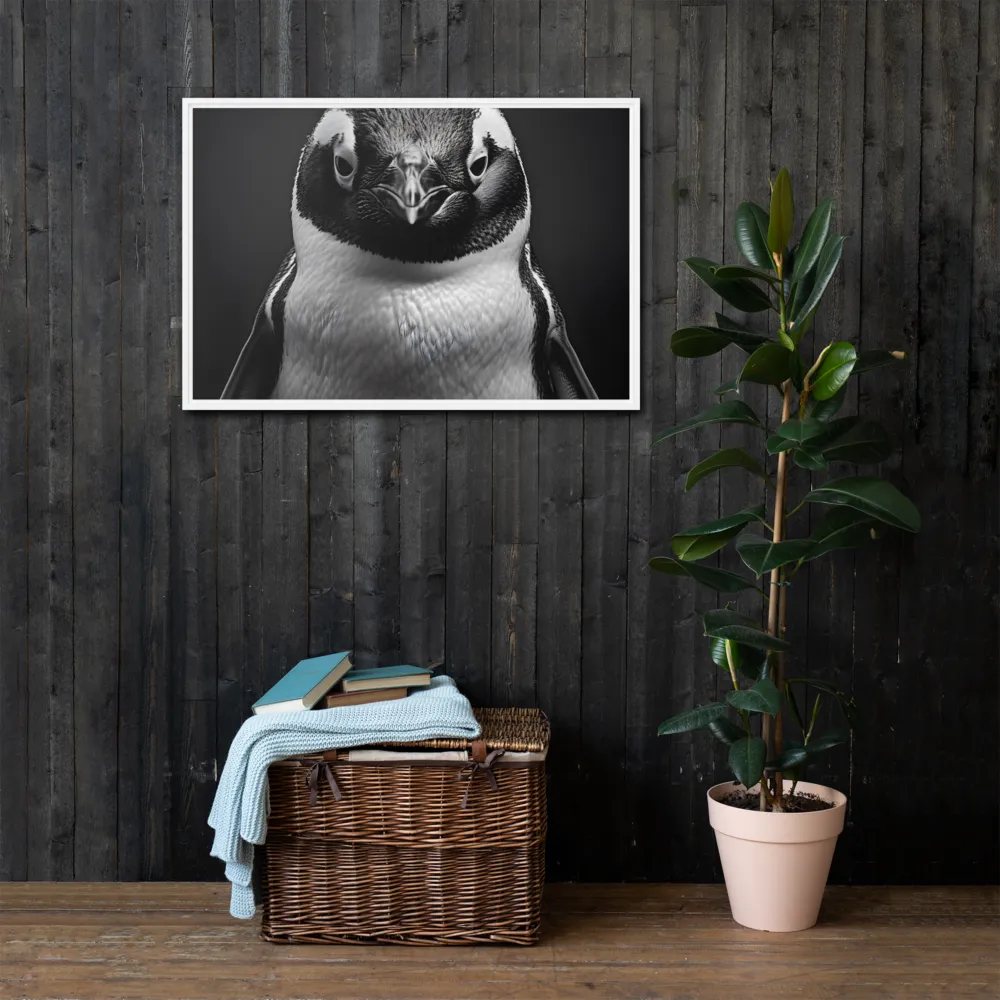 Majestic Penguin Portrait | Canvas with White Frame | 24″×36″