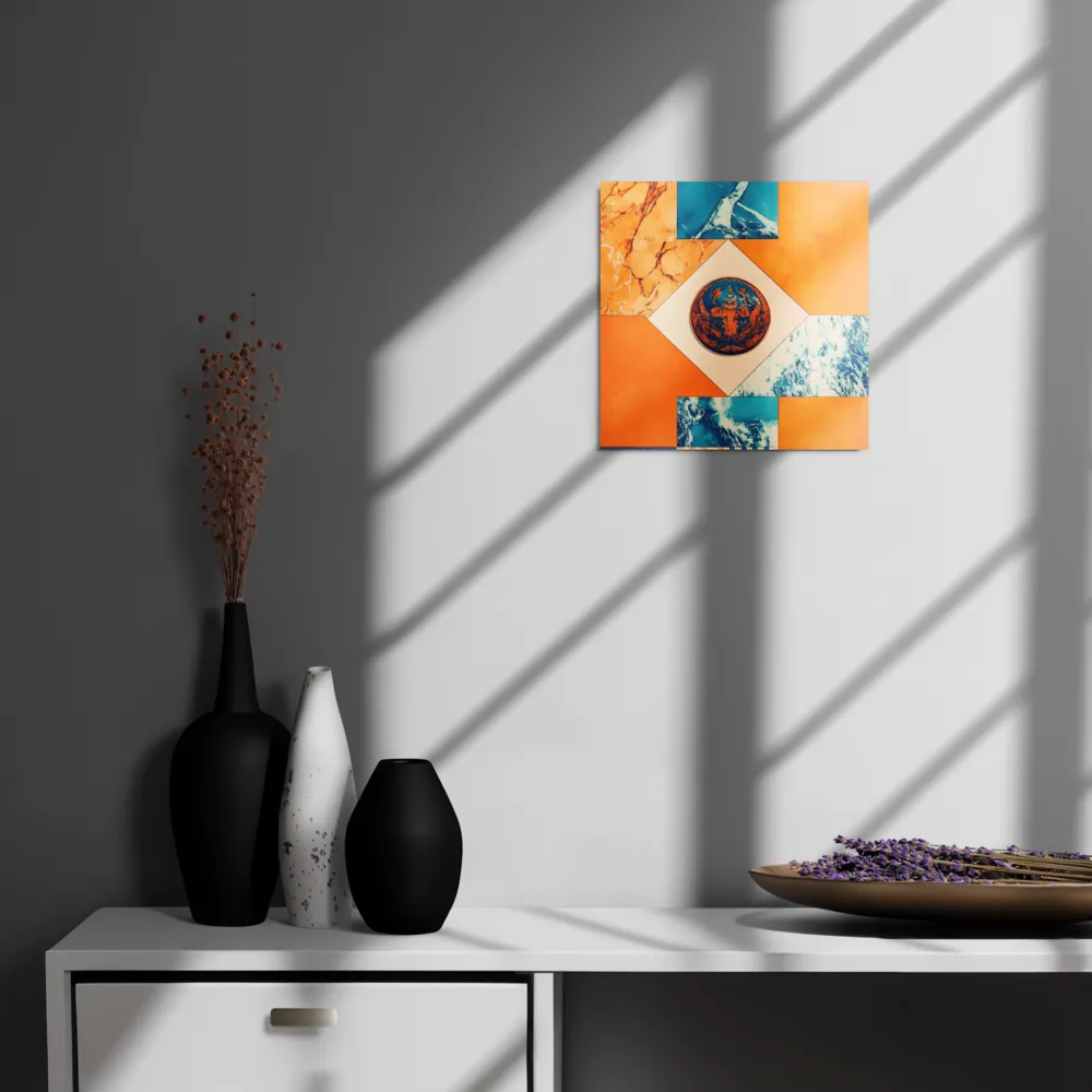 Harmonious Encounters: Abstract Geometry | Metal Print | 12″×12″