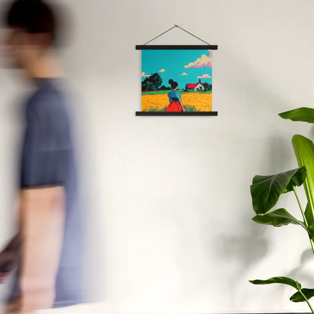 Whispers of a Sunlit Meadow | Poster With Black Wood Hanger | 14″×14″