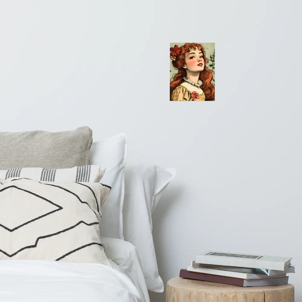 Whimsical Portrait of a Flower-Adorned Girl | Poster | 8″×10″
