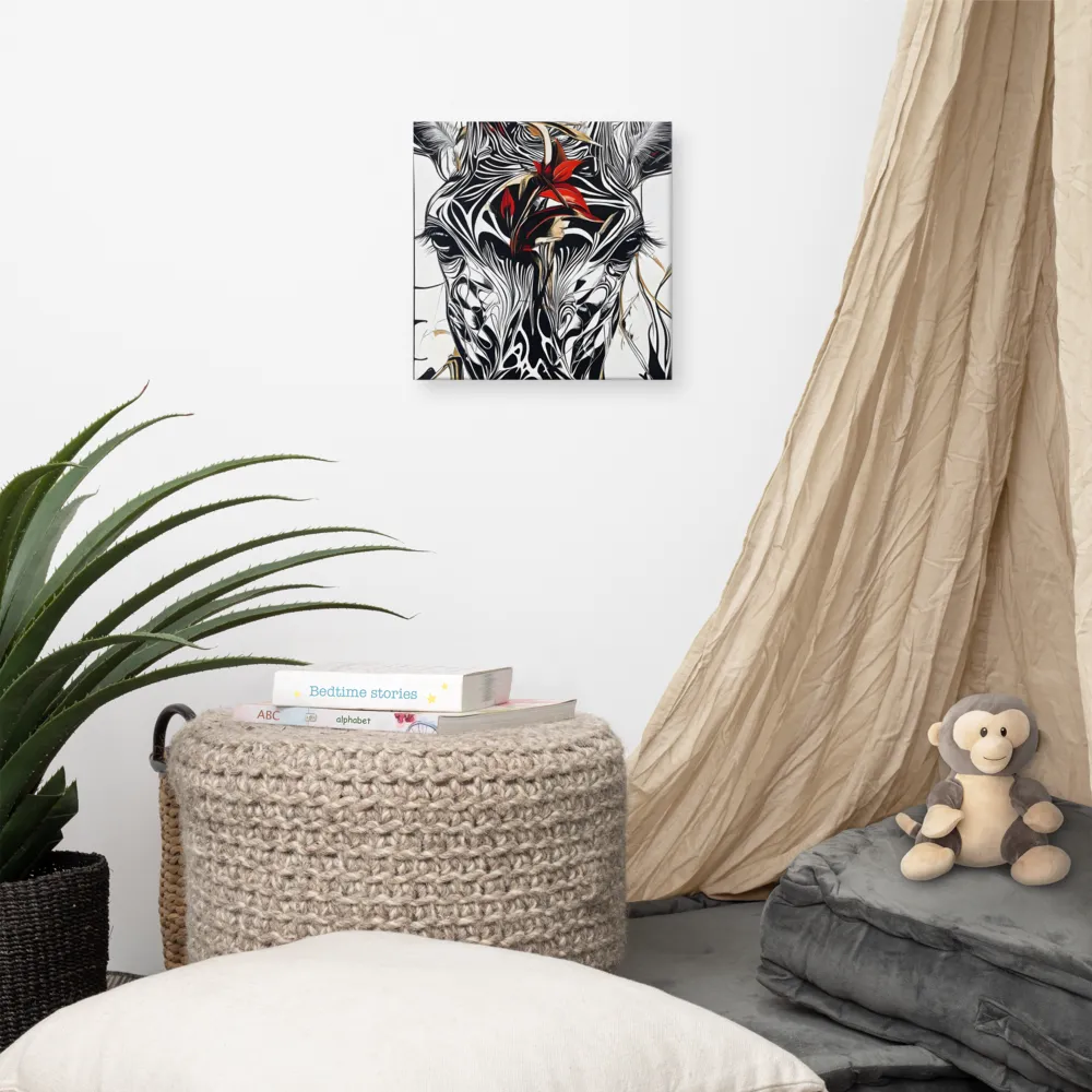 Floral Elegance: The Giraffe's Portrait | Canvas | 12″×12″