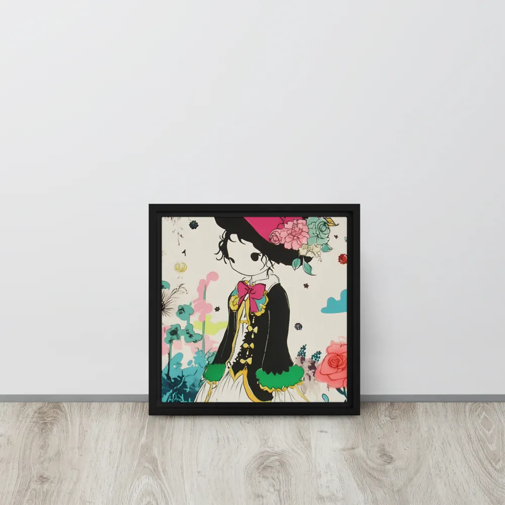 Whimsical Garden Reverie | Canvas with Black Frame | 12″×12″