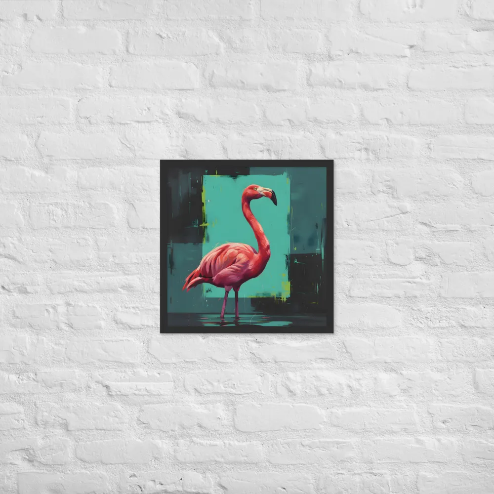 Teal Flamingo 
 Poster with Black Frame | 18″x 18″