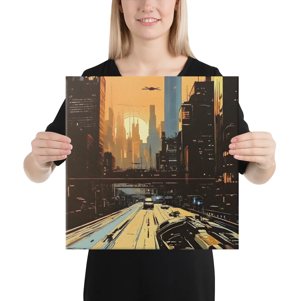Metro Nexus: A Futuristic Cityscape | Canvas | 16″×16″