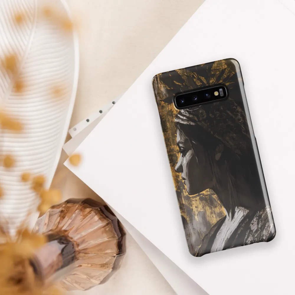 Golden Elegance: A Modern Profile Portrait | Phone Case |  S10 Plus | Snap Case | Glossy