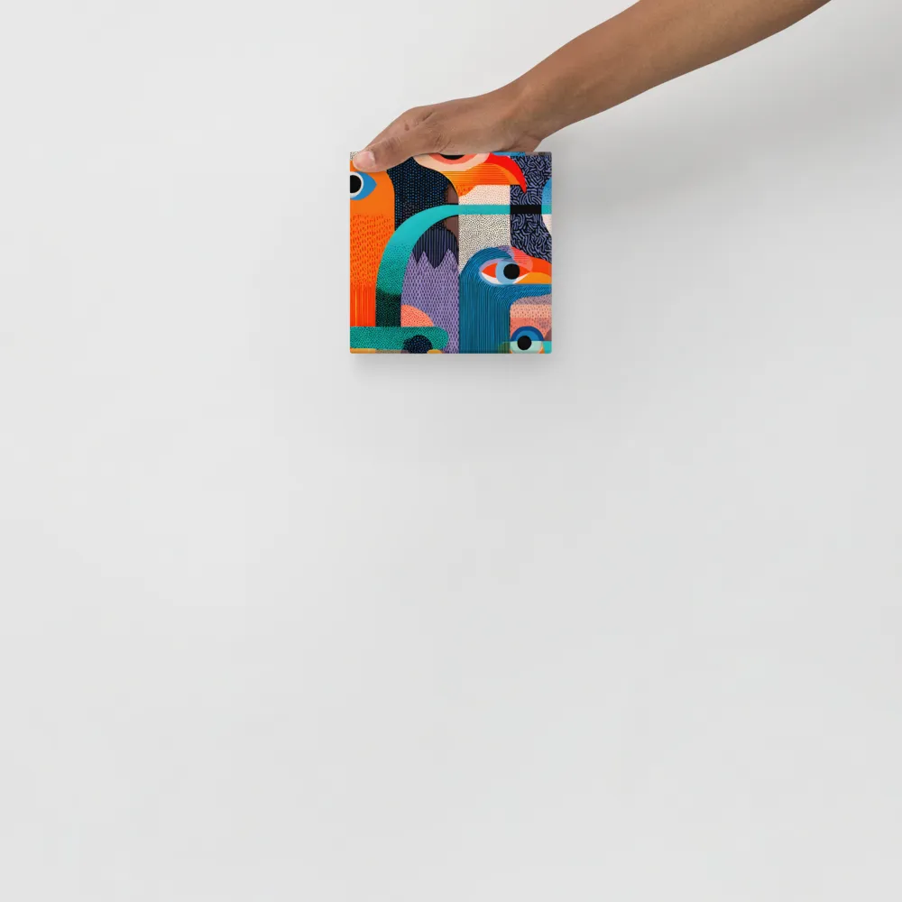 Playful Geometric Birds 
 Canvas | 6″x 6″