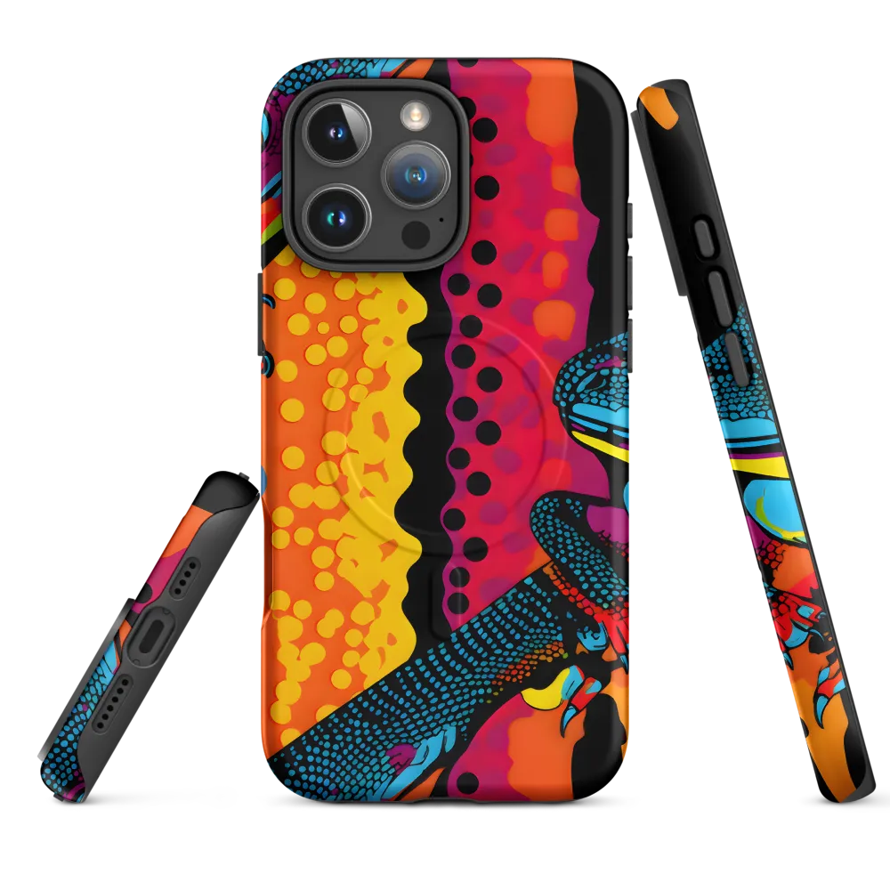 Colorful Encounters: The Playful Geckos | Phone Case |  16 Pro Max | MagSafe® Tough Case | Matte