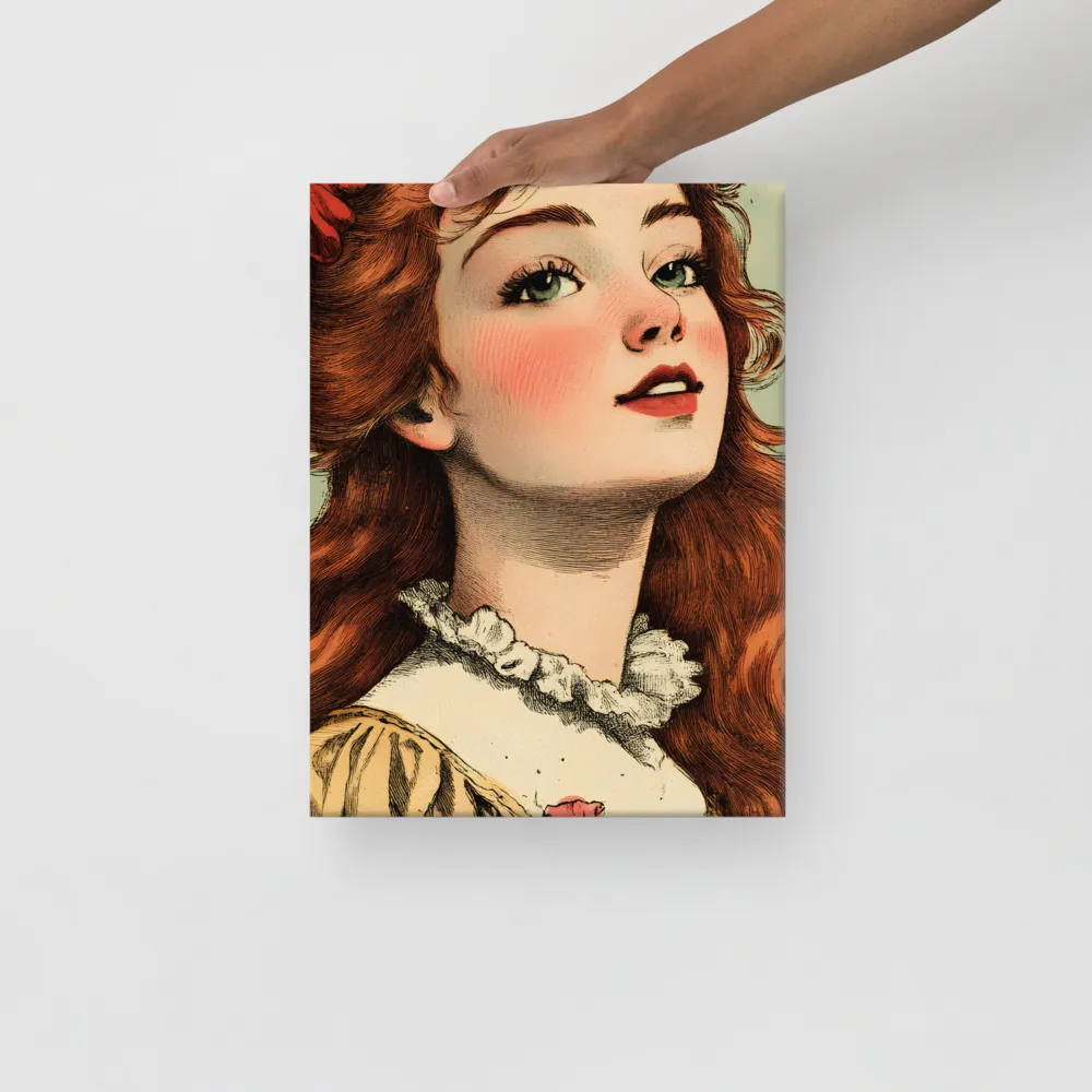 Whimsical Portrait of a Flower-Adorned Girl | Canvas | 12″×16″