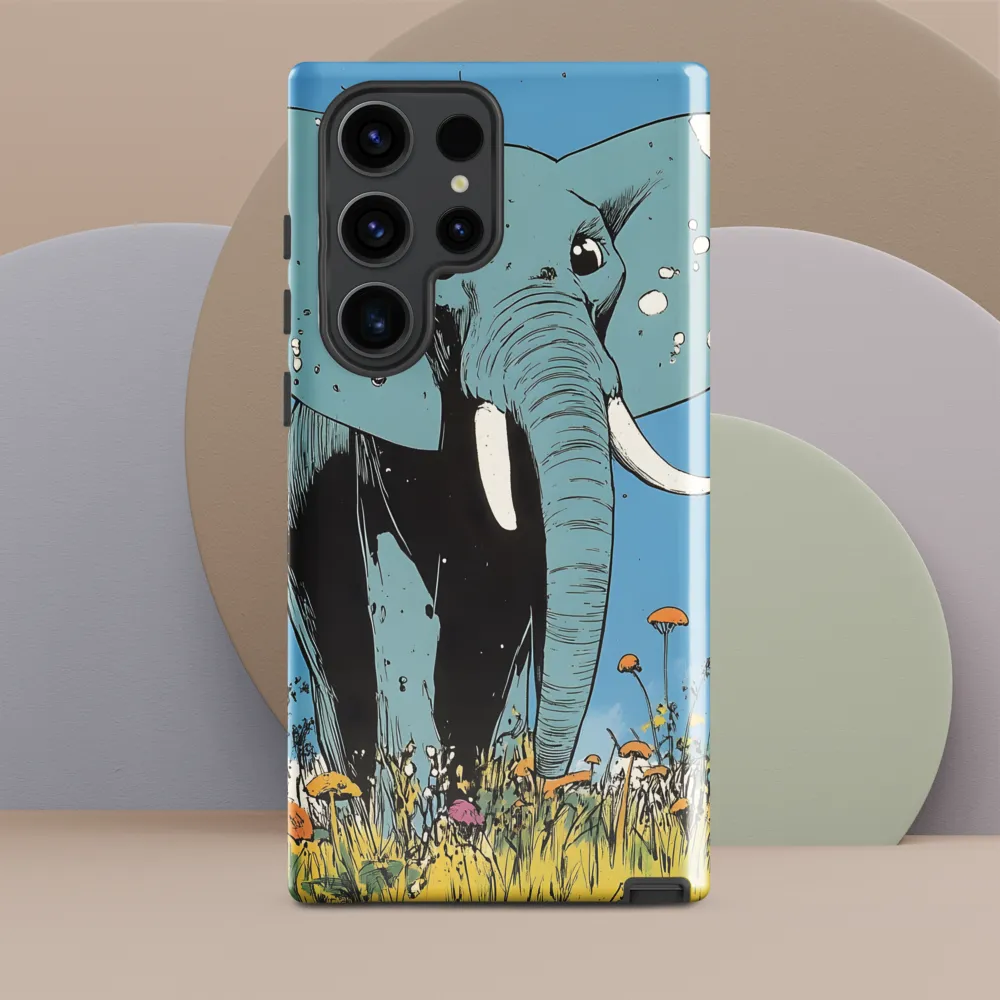 Whimsical Blue Elephant in Bloom