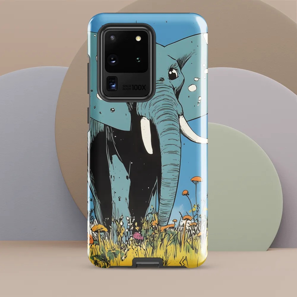 Whimsical Blue Elephant in Bloom