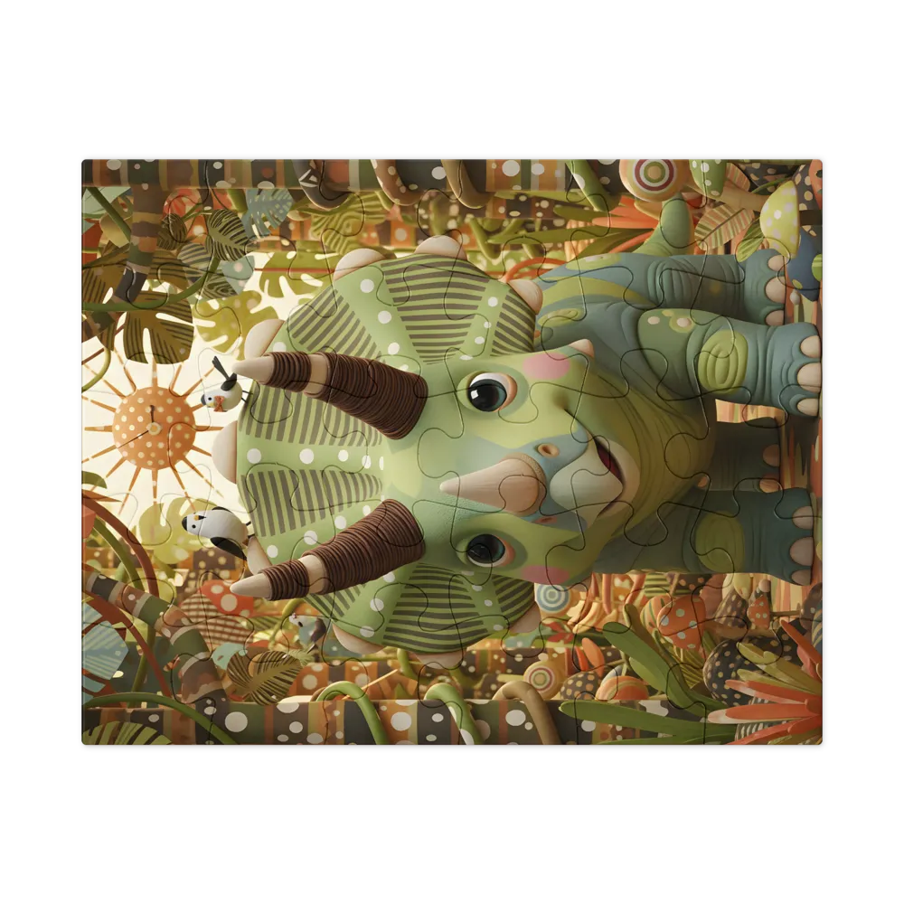 Playful Triceratops 
 Jigsaw Puzzle in Tin Box