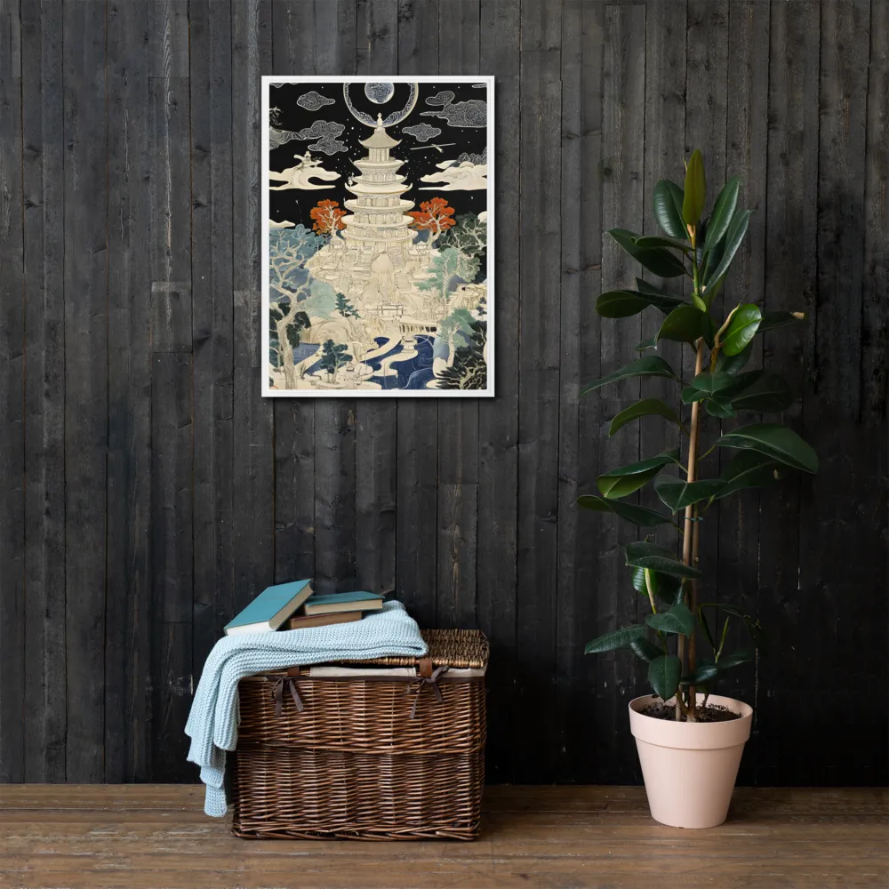 Whispers of the Pagoda | Canvas with White Frame | 20″×28″