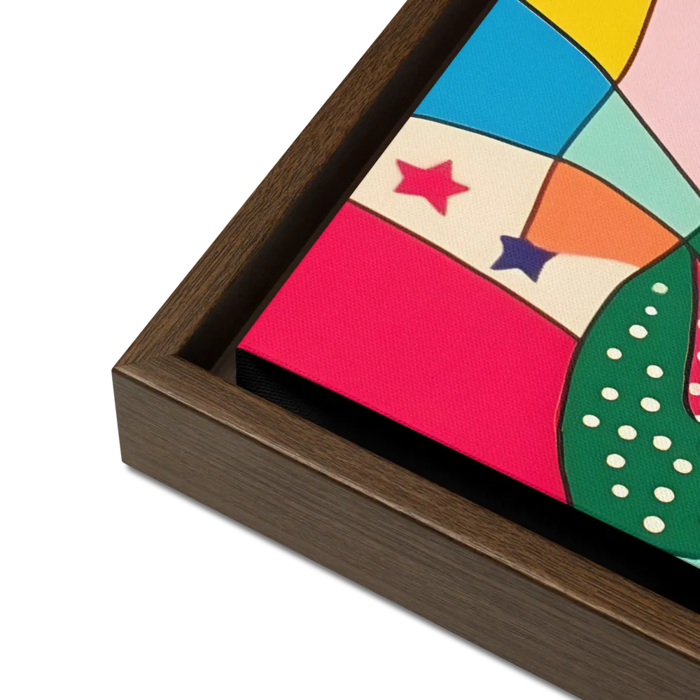 Playful Geometry in Color | Canvas with Brown Frame | 16″×20″