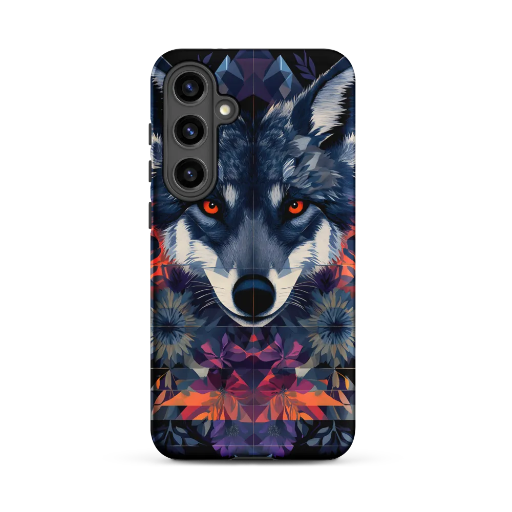 Mystical Wolf Amidst Floral Geometry