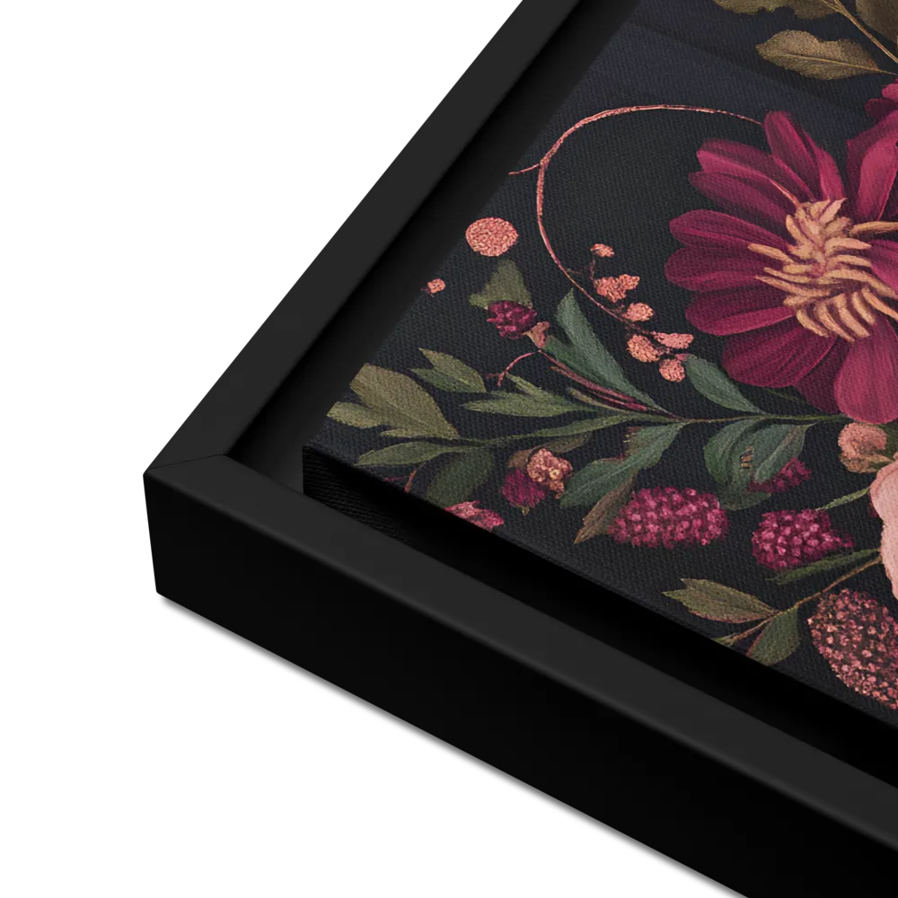 Botanical Elegance | Canvas with Black Frame | 16″×16″