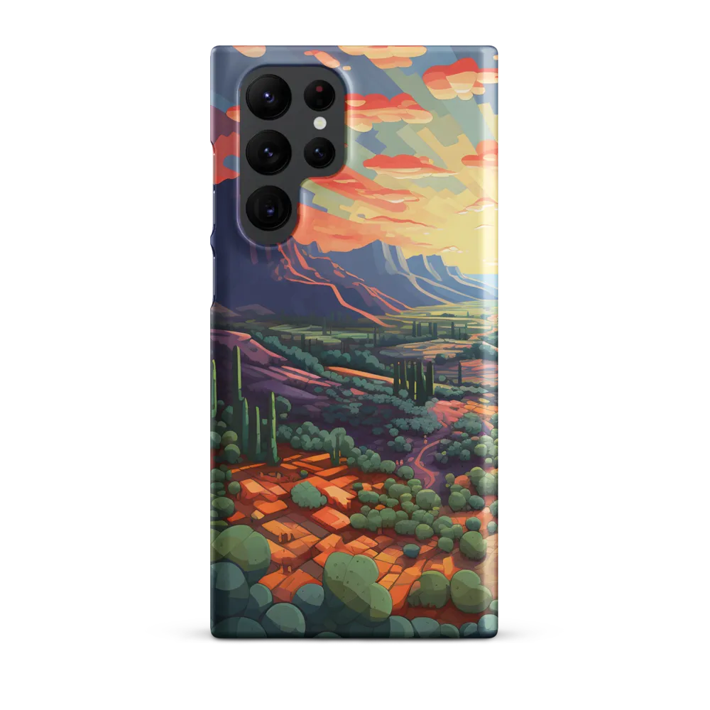 Sunset Over a Geometric Desert Valley
