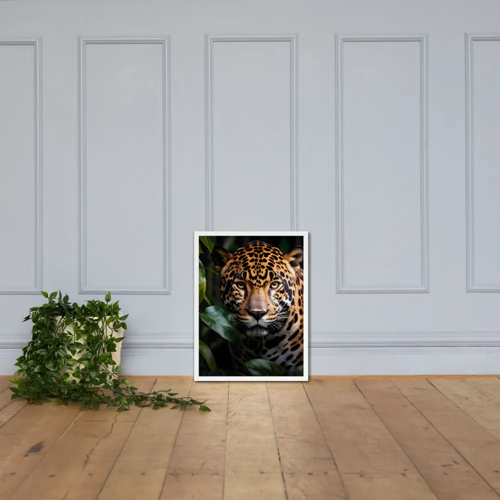 The Intensity of Nature: A Jaguar’s Gaze | Poster with White Frame | 18″×24″