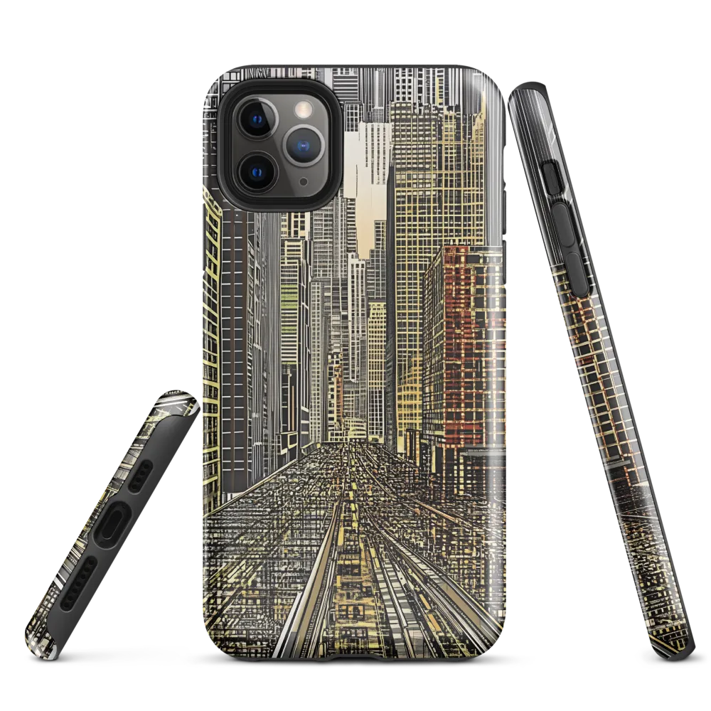 Urban Symphony: The Golden Grid | Phone Case |  11 Pro Max | Tough Case | Glossy